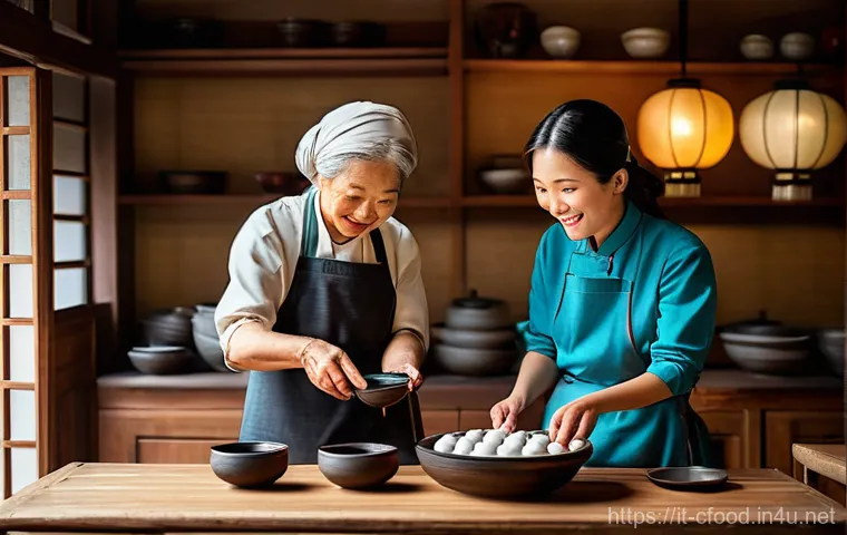 중국식 디저트 만들기 - **Prompt:** A cozy, rustic kitchen scene where an Italian grandmother, with a kind smile and wearing...