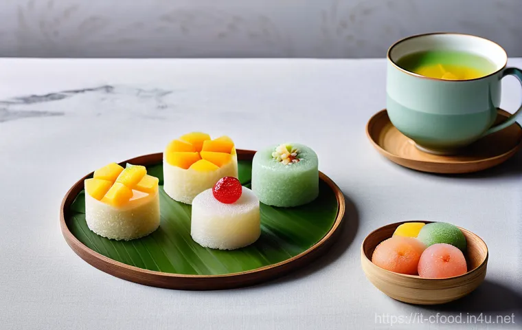 중국식 디저트 만들기 - **Prompt:** A high-angle, close-up shot of a meticulously arranged display of traditional Chinese Mo...