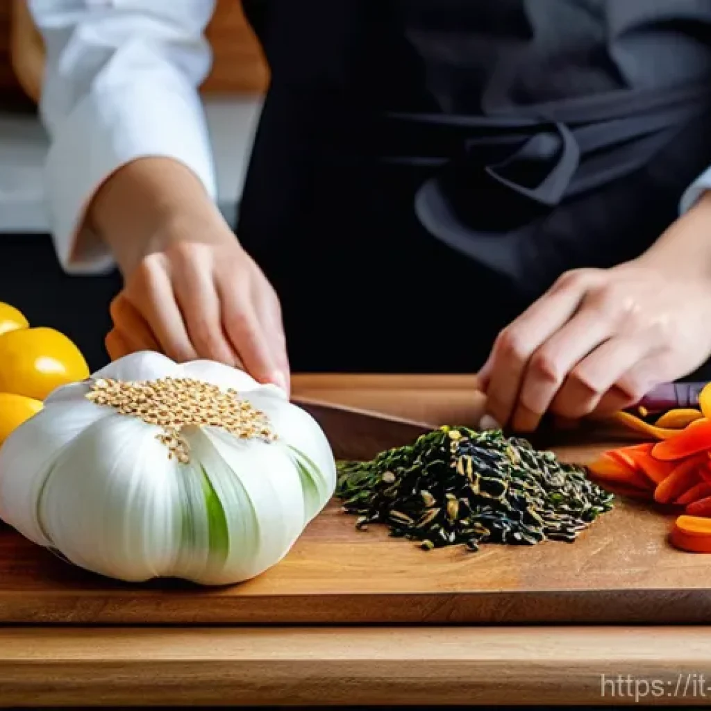 중식 요리 만들기 실습 - **Prompt:** A perfectly organized kitchen counter bathed in soft, natural light, showcasing a vibran...