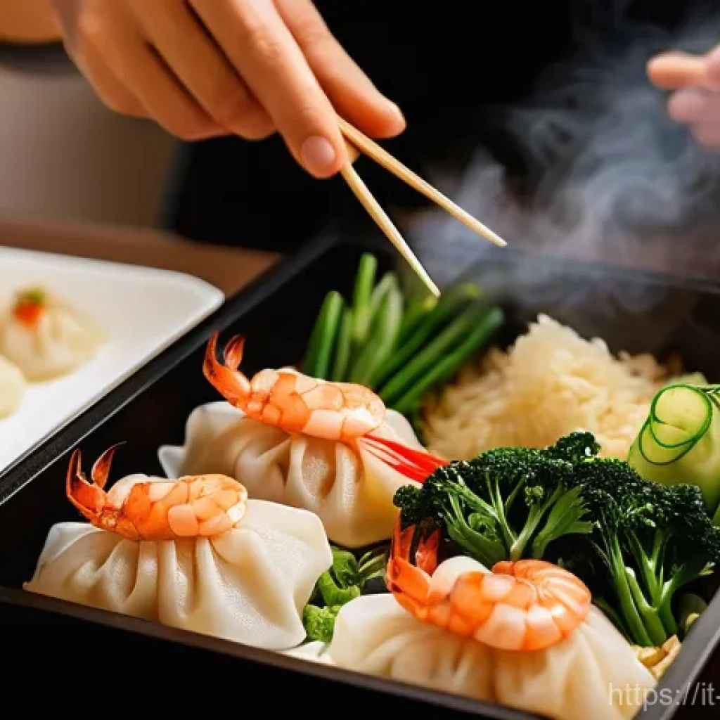 중국집 배달 서비스 - **A Culinary Adventure Unveiled:**
    A vibrant, high-angle close-up photograph of a person, hands ...