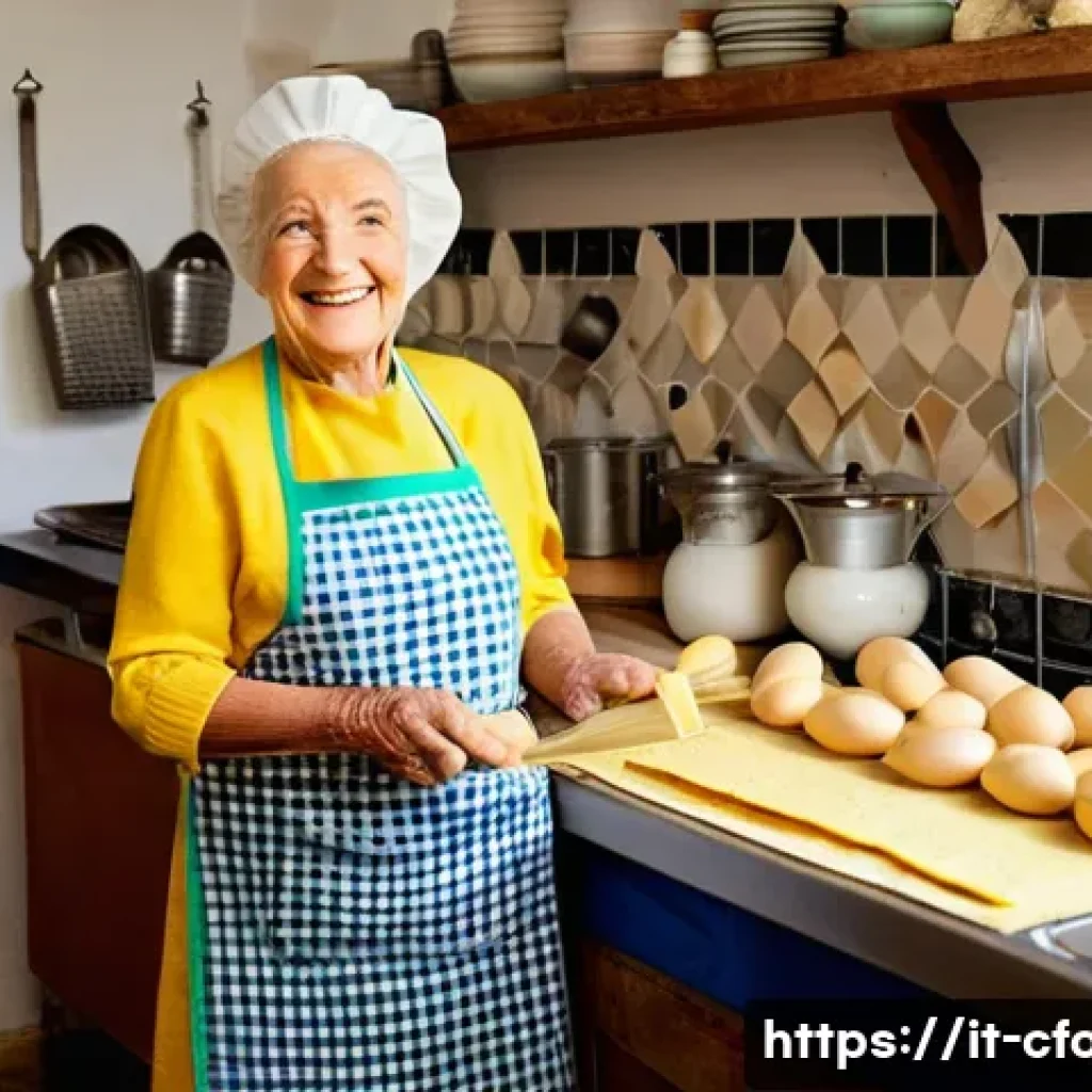 중식 조미료 제조사 - **Prompt:** "A cozy Italian family kitchen. Nonna is teaching her granddaughter how to make tortelli...