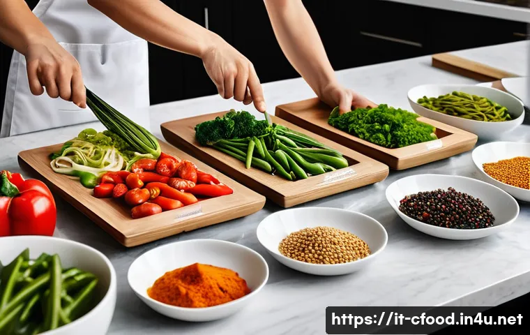 중식 밀키트 조리 후기 - A vibrant and authentic Chinese meal kit spread on a modern Italian kitchen countertop, featuring ne...